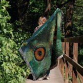 Woven Blanket 02 Owl Eyes Pulse Art - OtherBrick
