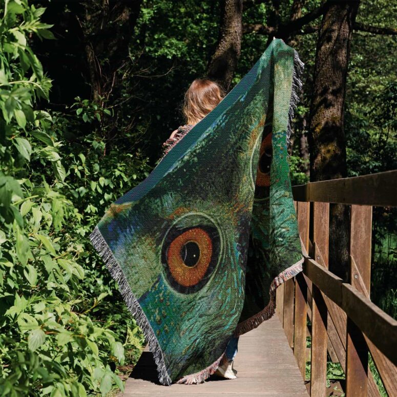 Owl Eyes Pulse Art Woven Blanket Owl Eyes Pulse Art Woven Blanket