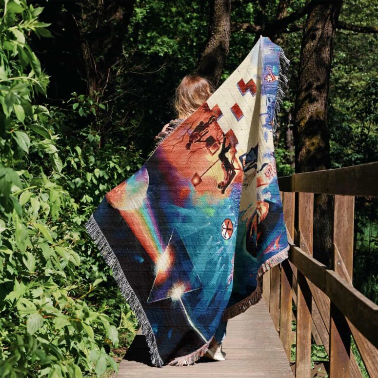 Pink Floyd The Wall Dark Side of The Moon Fine Art Woven Blanket