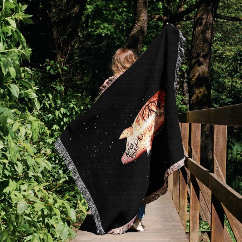 Pink Floyds Flying Pig Woven Blanket