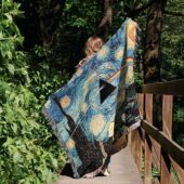 Woven Blanket 02 Snoopy And Charlie Looking Dark Side Of The Moon Van Gogh - OtherBrick