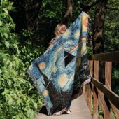 Woven Blanket 02 Starry Night Dark Side Of The Moon Van Gogh - OtherBrick
