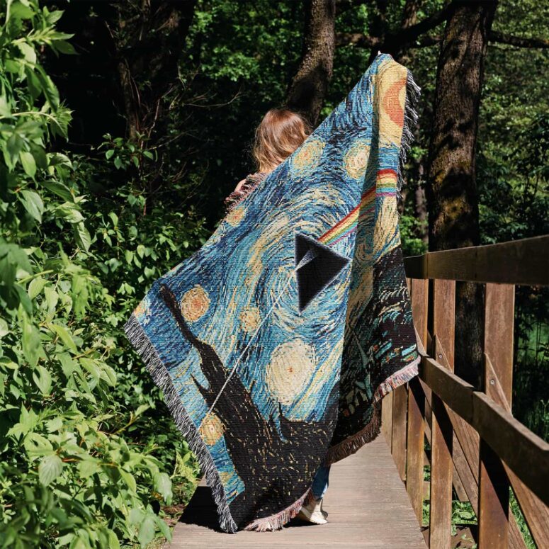 Starry Night Dark Side Of The Moon Van Gogh Woven Blanket Starry Night Dark Side Of The Moon Van Gogh Woven Blanket