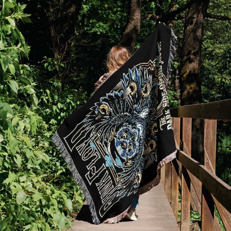 The Dark Side Of The Moon 1972 Owl Eyes Woven Blanket