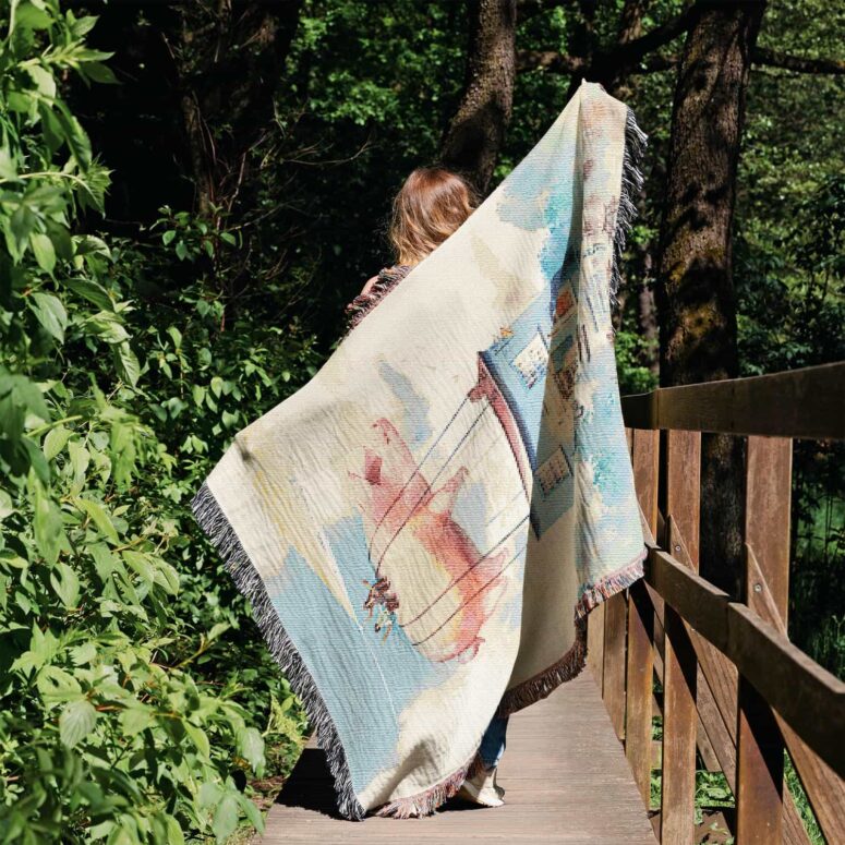 The Flying Pig Pub Syd Barrett and David Gilmour DSOTM Woven Blanket The Flying Pig Pub Syd Barrett and David Gilmour DSOTM Woven Blanket