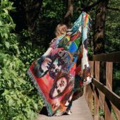 Woven Blanket 02 The Wall Wywh Animals Division Bell Atom Heart Mother Collage Art - OtherBrick
