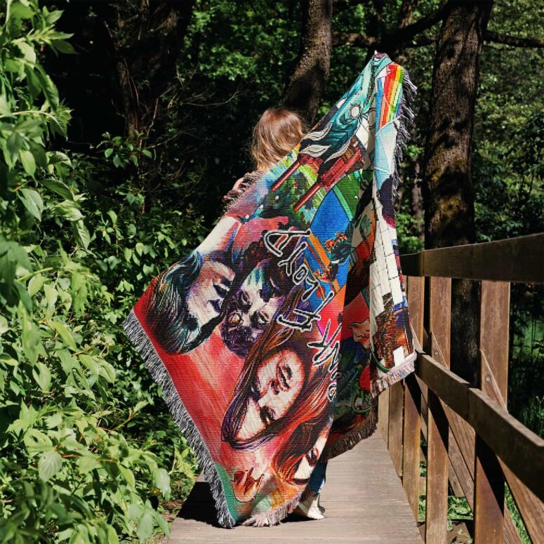 The Wall WYWH Animals Division Bell Atom Heart Mother Collage Art Woven Blanket The Wall WYWH Animals Division Bell Atom Heart Mother Collage Art Woven Blanket