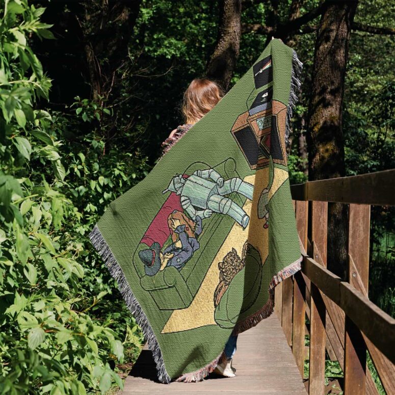 Wizard Of Oz Listen to Dark Side Of The Moon Woven Blanket