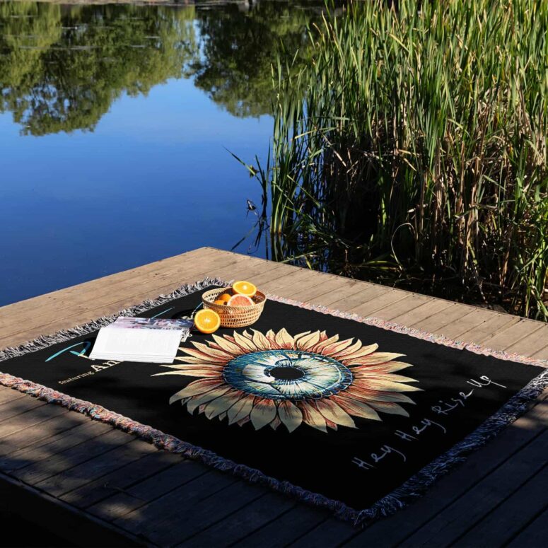 Hey hey Rise up Sunflower Woven Blanket
