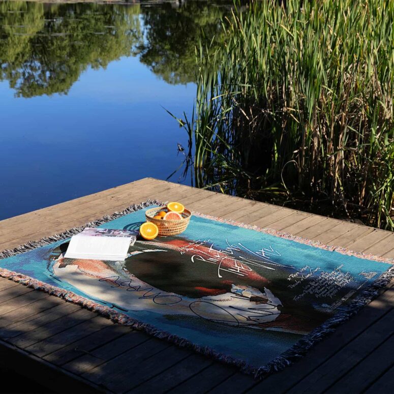 Pink Floyd Screaming Face Signed Mini Waters Geldof and Parker Woven Blanket Pink Floyd Screaming Face Signed Mini Waters Geldof and Parker Woven Blanket