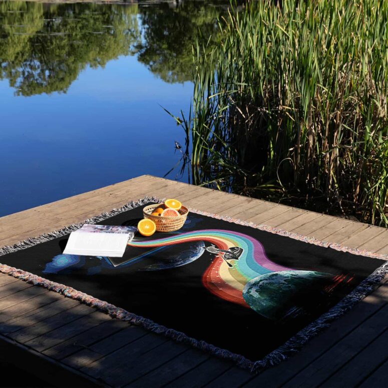 The Endless River Dark side of the moon Woven Blanket