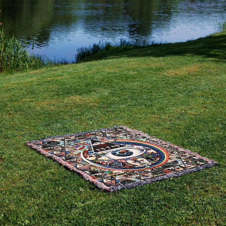 Album Cover Ring Collage Blotter Pink Floyd Art Woven Blanket Album Cover Ring Collage Blotter Pink Floyd Art Woven Blanket