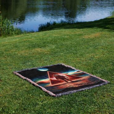 Astronaut Dark Side Of The Moon Pink Floyd Woven Blanket