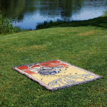 CIA UFO by Hapshash and The Coloured Coat Pink Floyd Woven Blanket