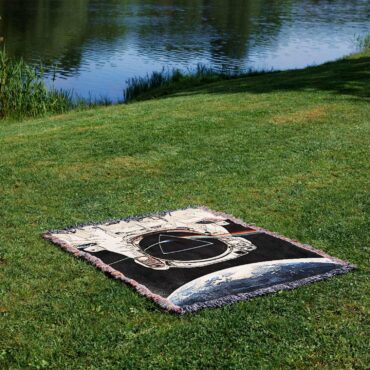 Dark Side Of The Moon Astronaut Woven Blanket