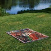 Woven Blanket 04 Dark Side Of The Moon Painting Stretched - OtherBrick