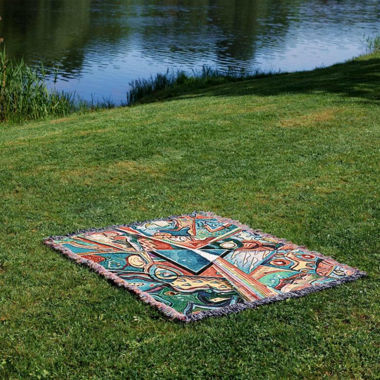 Dark Side of the Moon Pop Art Woven Blanket