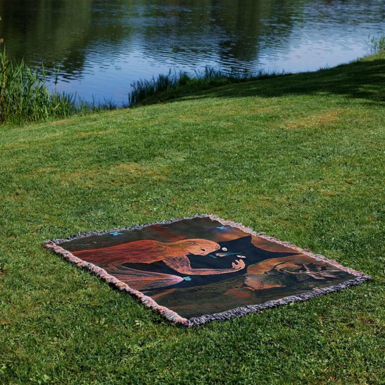 David GIlmour Dark and Velvet Nights Black Cat Woven Blanket