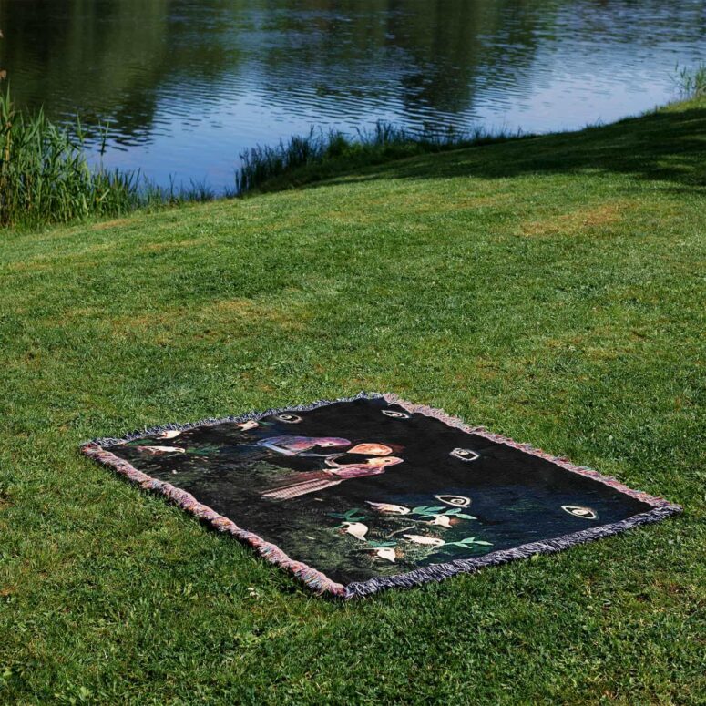 David Gilmour Dark And Velvet Night Art 3 Woven Blanket David Gilmour Dark And Velvet Night Art 3 Woven Blanket