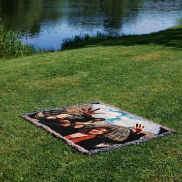Fish Eye Photo Of Pink Floyd Woven Blanket