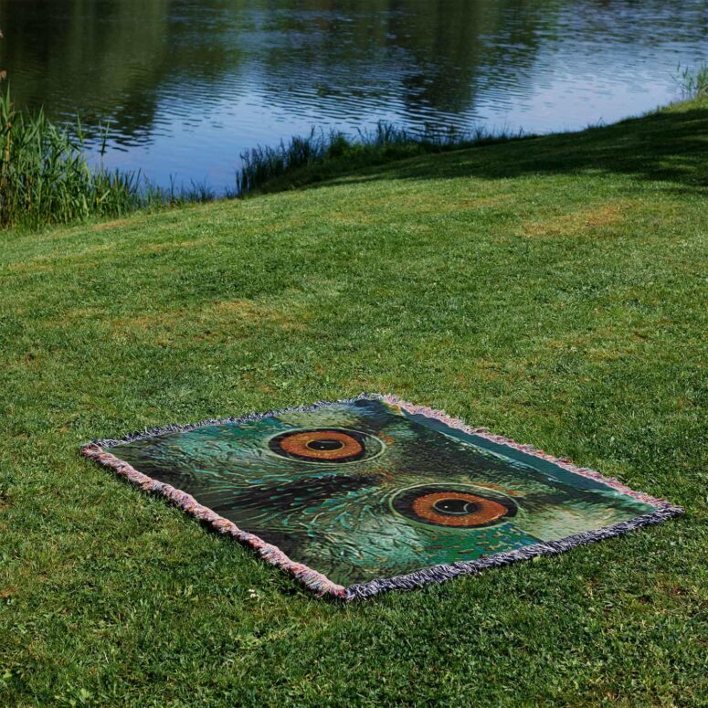 Owl Eyes Pulse Art Woven Blanket Owl Eyes Pulse Art Woven Blanket