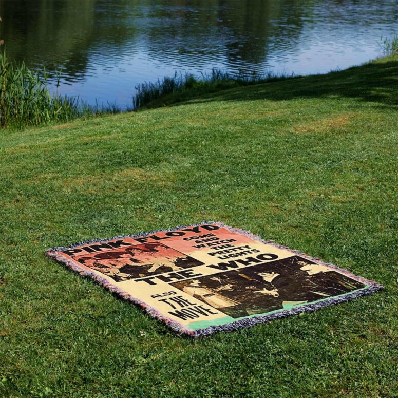 Pink Floyd And The Who 1966 Vintage UK Concert Woven Blanket