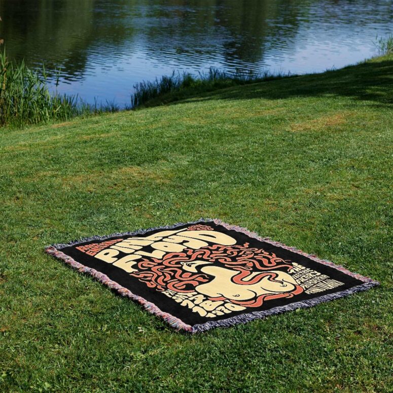 Pink Floyd Concert 1970 The Electric Factory Woven Blanket Pink Floyd Concert 1970 The Electric Factory Woven Blanket