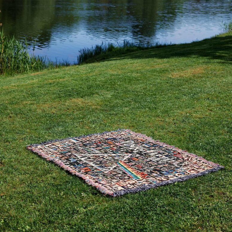 Pink Floyd Photo Mosaic Print Art of All Things Woven Blanket Pink Floyd Photo Mosaic Print Art of All Things Woven Blanket