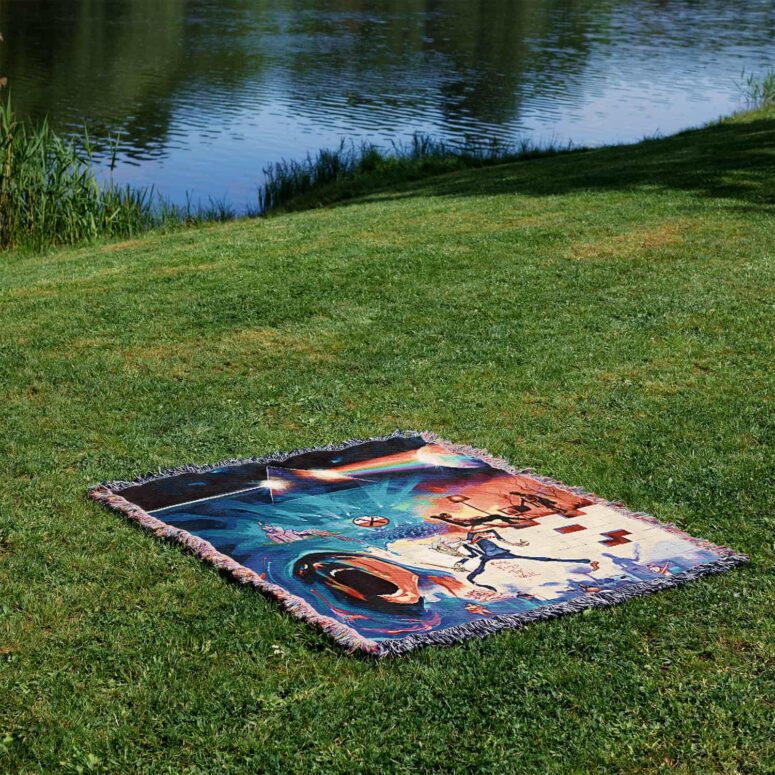 Pink Floyd The Wall Dark Side of The Moon Fine Art Woven Blanket