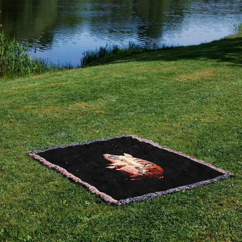 Pink Floyds Flying Pig Woven Blanket