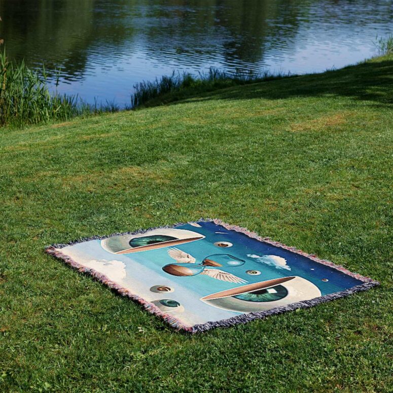 Pulse Pink Floyd Time art Woven Blanket Pulse Pink Floyd Time art Woven Blanket