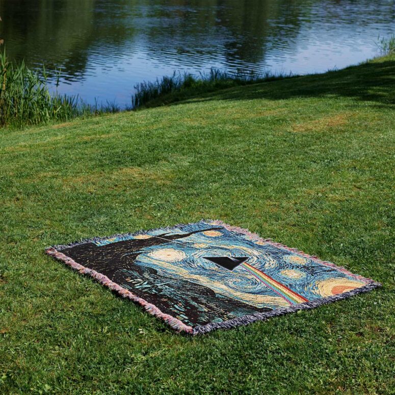 Starry Night Dark Side Of The Moon Van Gogh Woven Blanket Starry Night Dark Side Of The Moon Van Gogh Woven Blanket