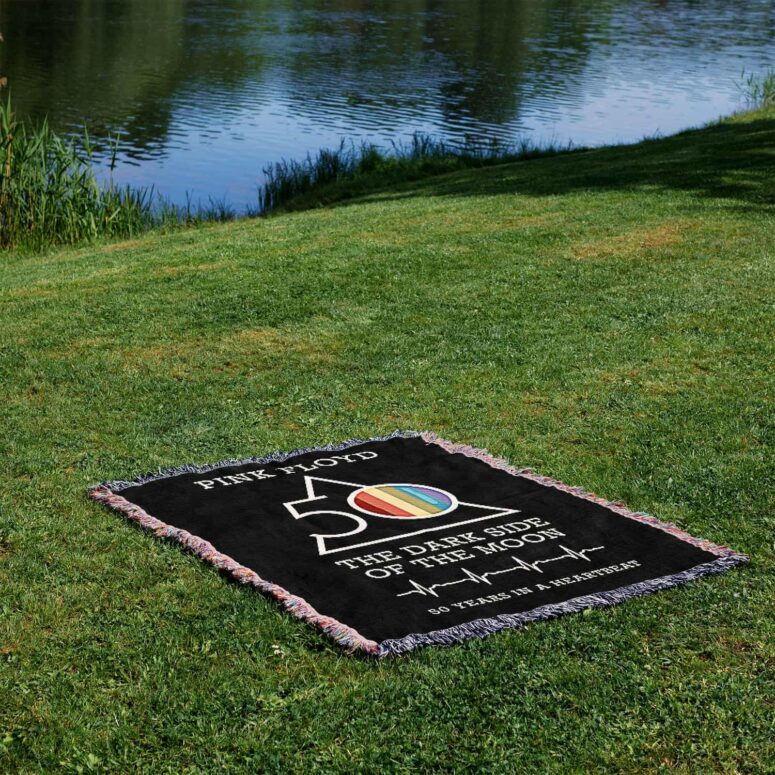 The Dark Side Of The Moon 50 years in a heartbeat Woven Blanket