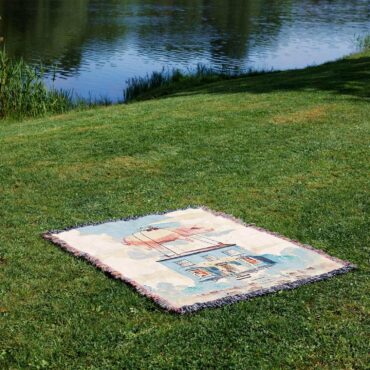 The Flying Pig Pub Syd Barrett and David Gilmour DSOTM Woven Blanket