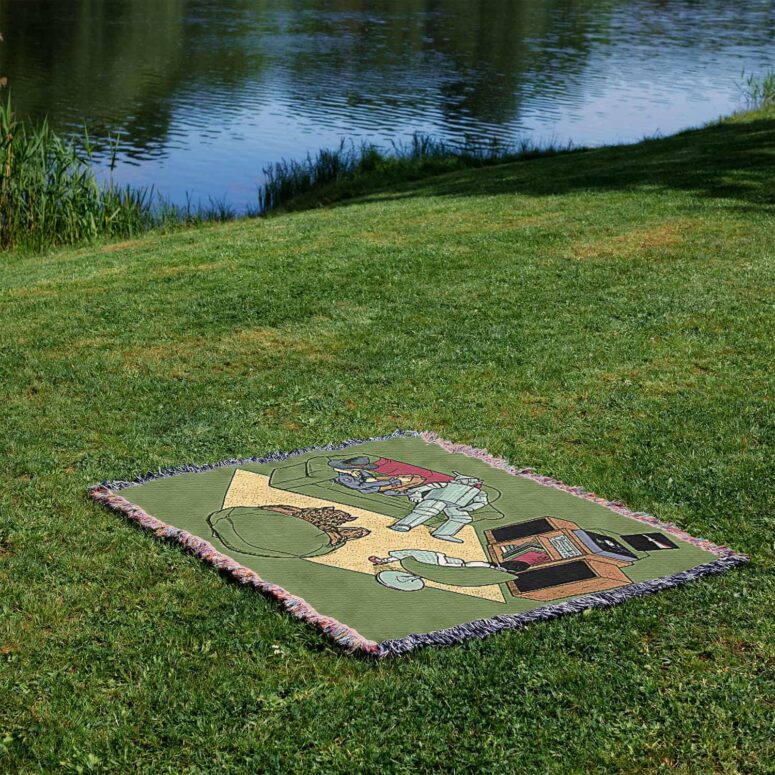 Wizard Of Oz Listen to Dark Side Of The Moon Woven Blanket