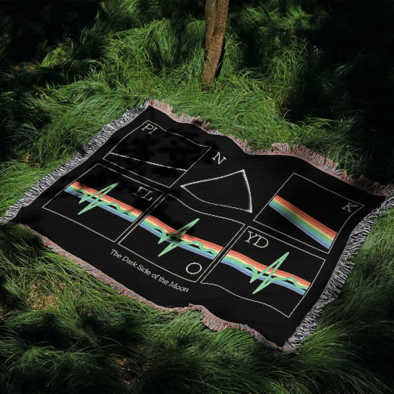 Dark Side Of The Moon 50th Prism Heart Beat Woven Blanket