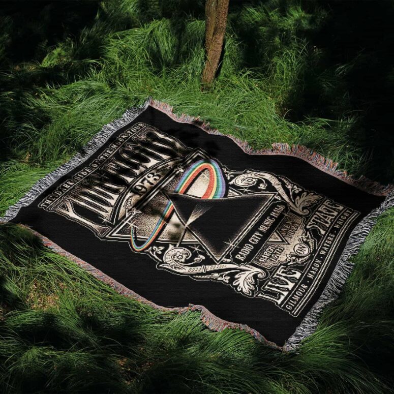 Dark Side of The Moon Tour 1973 Radio City Music Hall Concert New York Woven Blanket Dark Side of The Moon Tour 1973 Radio City Music Hall Concert New York Woven Blanket