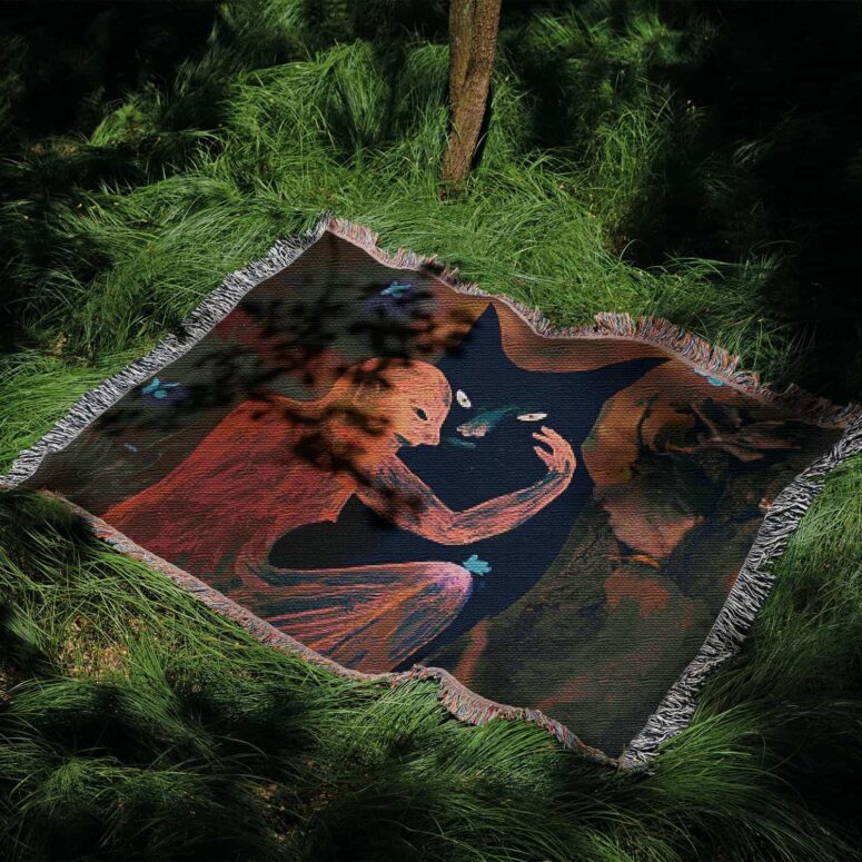 David GIlmour Dark and Velvet Nights Black Cat Woven Blanket