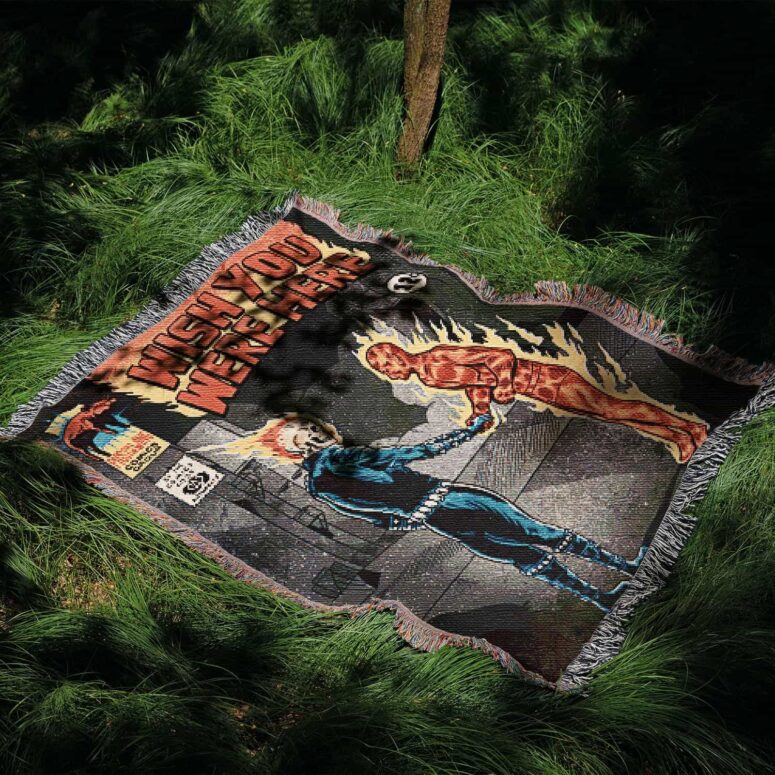 Ghost Rider Human Torch Wish You Were Here Woven Blanket Ghost Rider Human Torch Wish You Were Here Woven Blanket