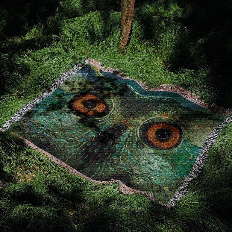 Owl Eyes Pulse Art Woven Blanket Owl Eyes Pulse Art Woven Blanket