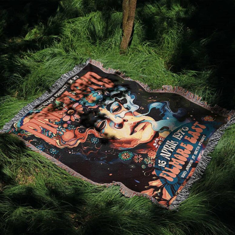 Pink Floyd 1970 Filmore East Exhibition Concert Woven Blanket