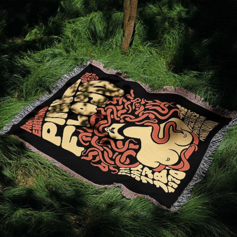 Pink Floyd Concert 1970 The Electric Factory Woven Blanket Pink Floyd Concert 1970 The Electric Factory Woven Blanket
