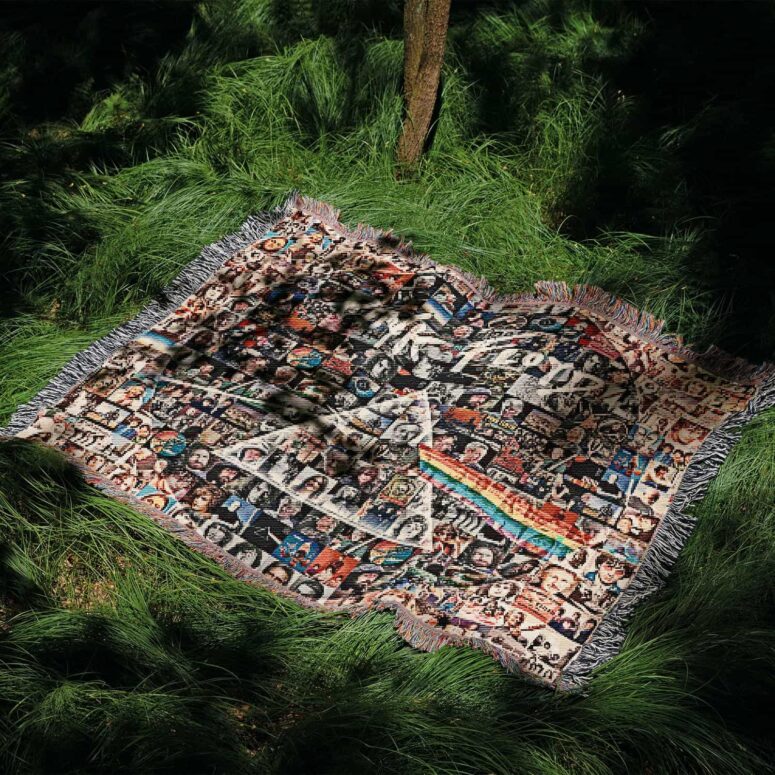 Pink Floyd Photo Mosaic Print Art of All Things Woven Blanket Pink Floyd Photo Mosaic Print Art of All Things Woven Blanket