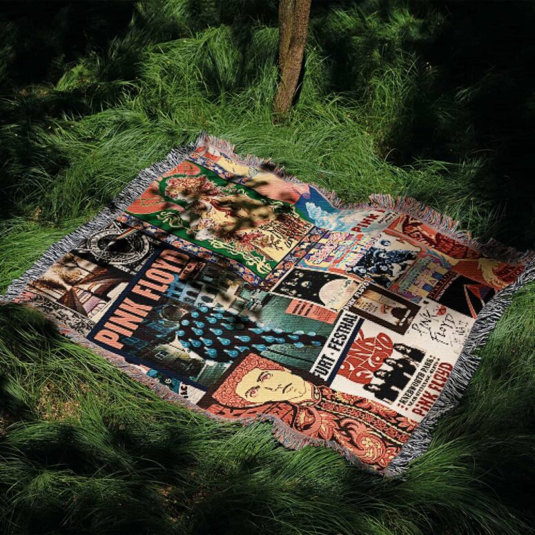 Pink Floyd Vintage Rock Concert Woven Blanket Pink Floyd Vintage Rock Concert Woven Blanket