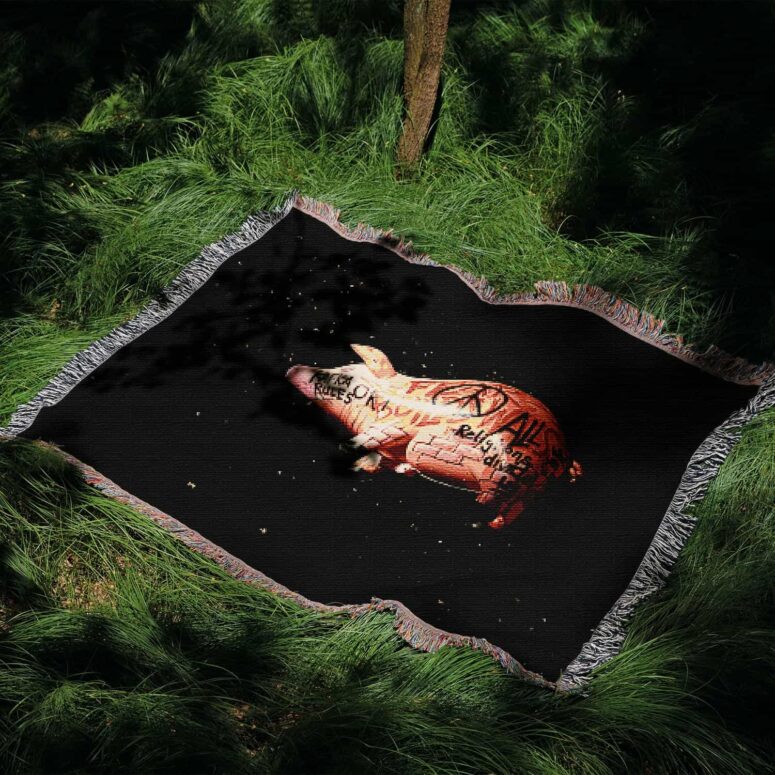Pink Floyds Flying Pig Woven Blanket