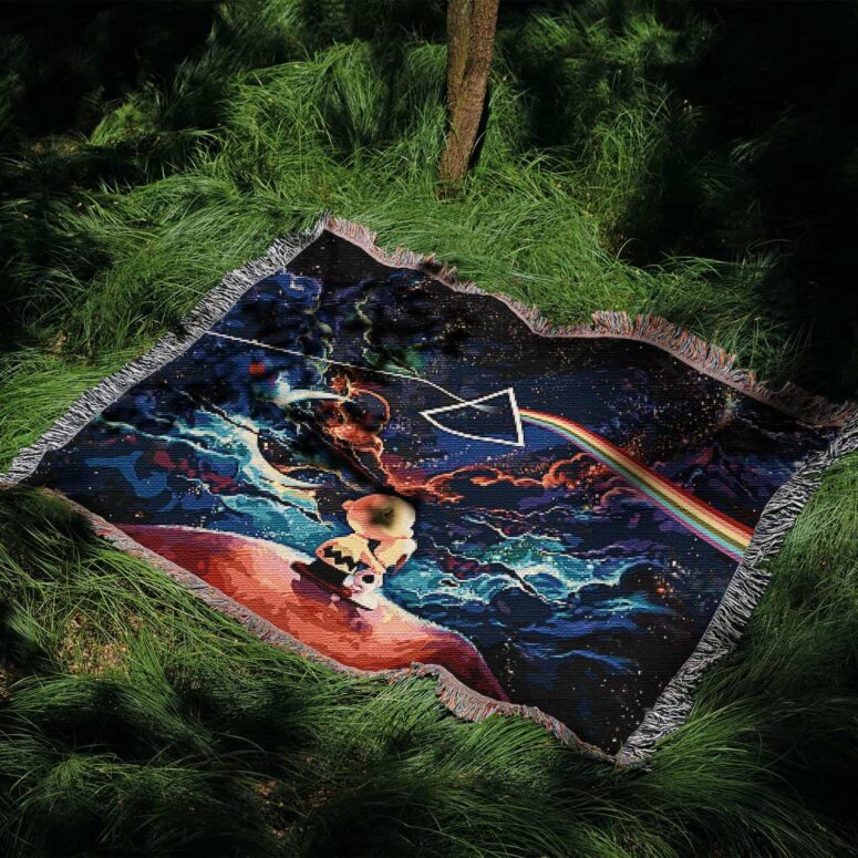 Snoopy and Charlie Brown Dark Side Of The Moon Woven Blanket