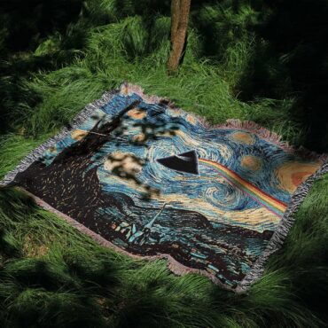 Starry Night Dark Side Of The Moon Van Gogh Woven Blanket