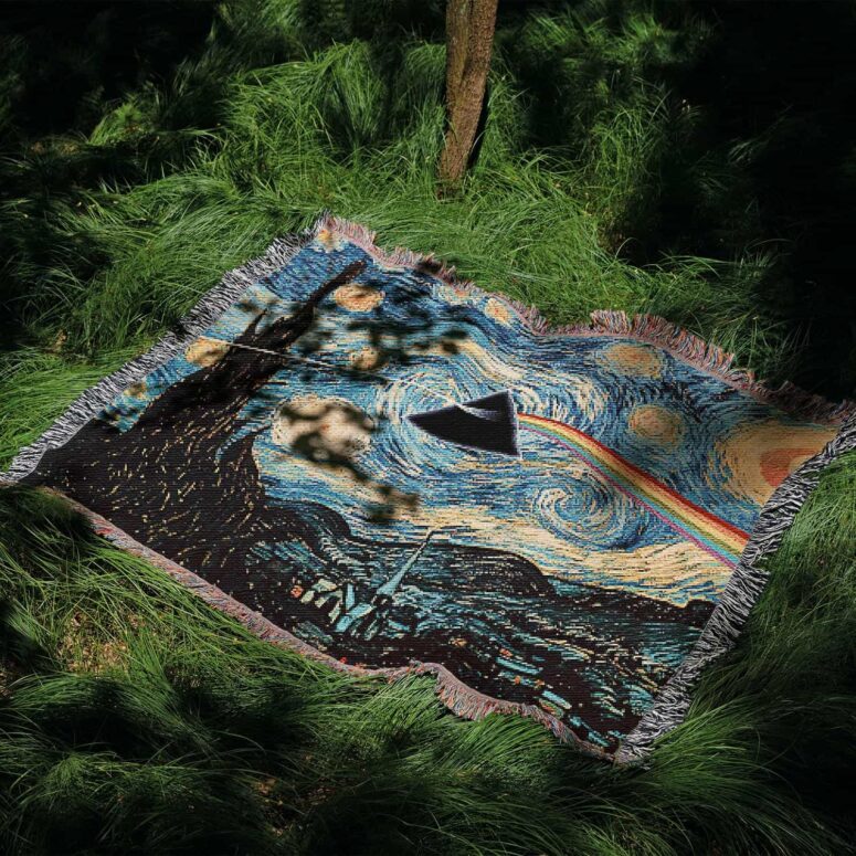 Starry Night Dark Side Of The Moon Van Gogh Woven Blanket Starry Night Dark Side Of The Moon Van Gogh Woven Blanket