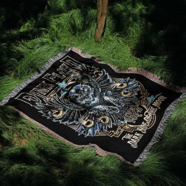 The Dark Side Of The Moon 1972 Owl Eyes Woven Blanket