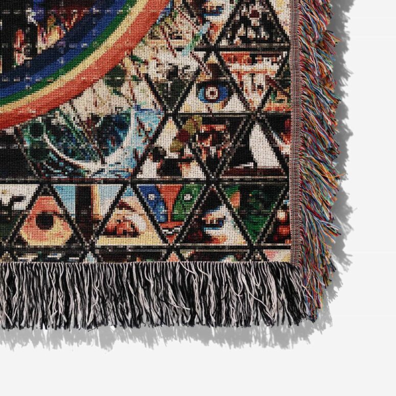 Album Cover Ring Collage Blotter Pink Floyd Art Woven Blanket Album Cover Ring Collage Blotter Pink Floyd Art Woven Blanket